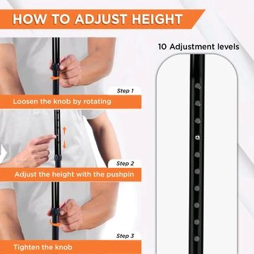 Avanti T Shape Aluminum Walking Stick|Light Weight & Height Adjustable Walking Aid|For Elderly & those Physically Challenged | Durable Soft Rubber Shoes for Grip - Universal