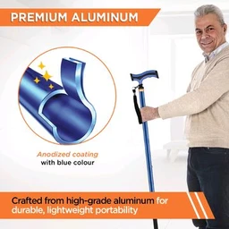 Avanti Plus - T Shape Aluminum Single Stick | Lightweight Walking Stick | Adjustable Height | Big Shoe for Better Grip