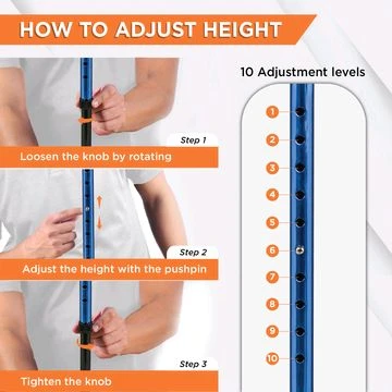 Avanti Plus - T Shape Aluminum Single Stick | Lightweight Walking Stick | Adjustable Height | Big Shoe for Better Grip