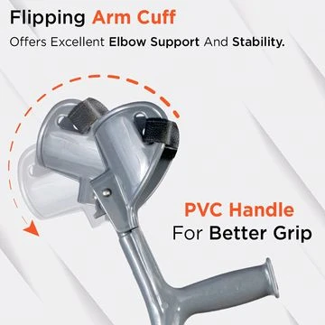 Astra Max Elbow Crutch Tripod Base With Height Adjustable & Movable Elbow Support, Light Weight