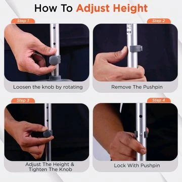 Astra Max Elbow Crutch Tripod Base With Height Adjustable & Movable Elbow Support, Light Weight