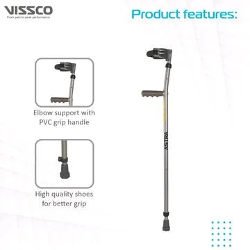 Astra Plus Elbow Crutches With Height Adjustable & Movable Elbow Support, Light Weight, PVC grip Handle