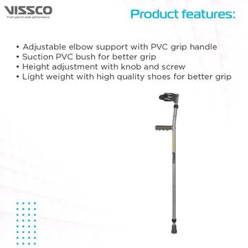 VISSCO Champ Plus Elbow Crutch With Adjustable Height & Movable Elbow Support, Light Weight