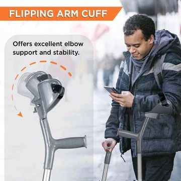 VISSCO Champ Max Elbow Crutch for Physically Challenged With Adjustable Height & Movable Elbow Support, Light Weight
