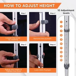 VISSCO Champ Max Elbow Crutch for Physically Challenged With Adjustable Height & Movable Elbow Support, Light Weight