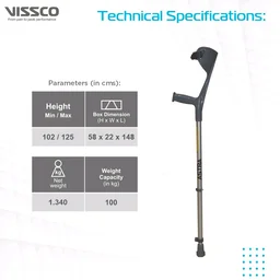 Astra Max Elbow Crutch (FIXED HANDLE) for Physically Challenged | Light Weight & Adjustable Height