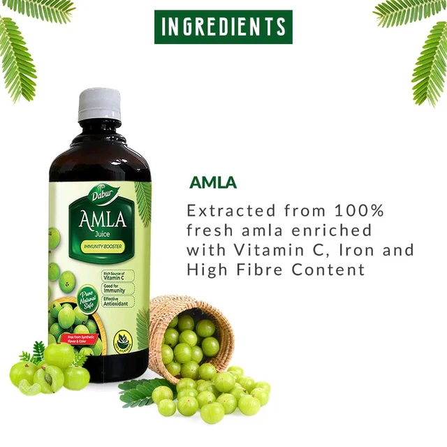 Dabur Amla Juice with VItamin C | For Immunity - 1Ltr.