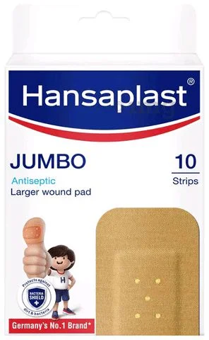 Hansaplast Jumbo Antiseptic Larger Wound Pad - 10 Strips