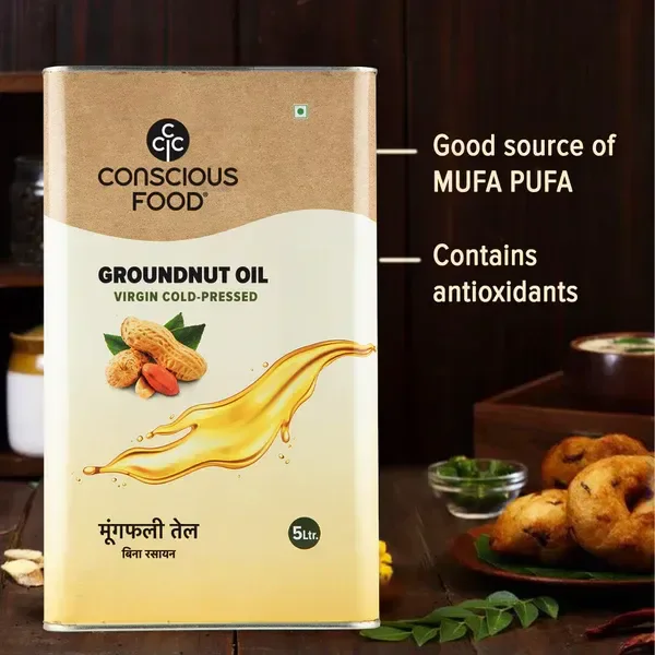 Conscious Food Organic Groundnut Oil Cold Pressed (5ltr)