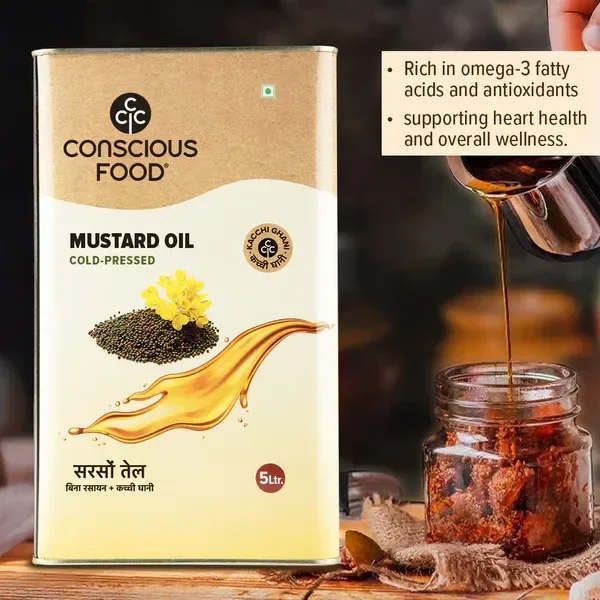 Conscious Food Organic Mustard Oil Cold Pressed (5ltr)