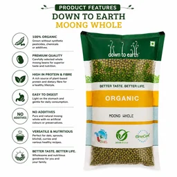 Down To Earth Organic Moong Whole 500 g