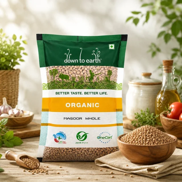 Down To Earth Organic Masoor Whole 1 Kg