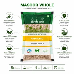 Down To Earth Organic Masoor Whole 500 g