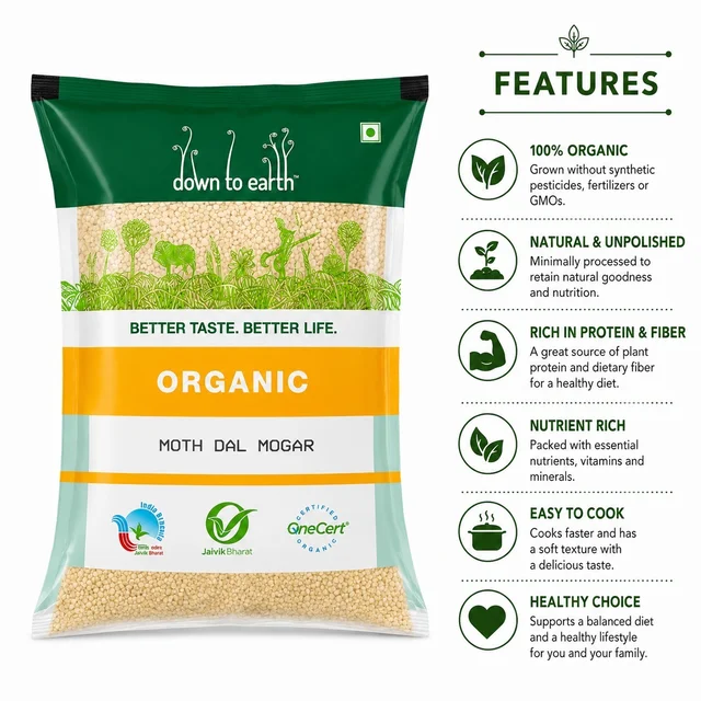 Down To Earth Organic Moth Dal Mogar 500 g