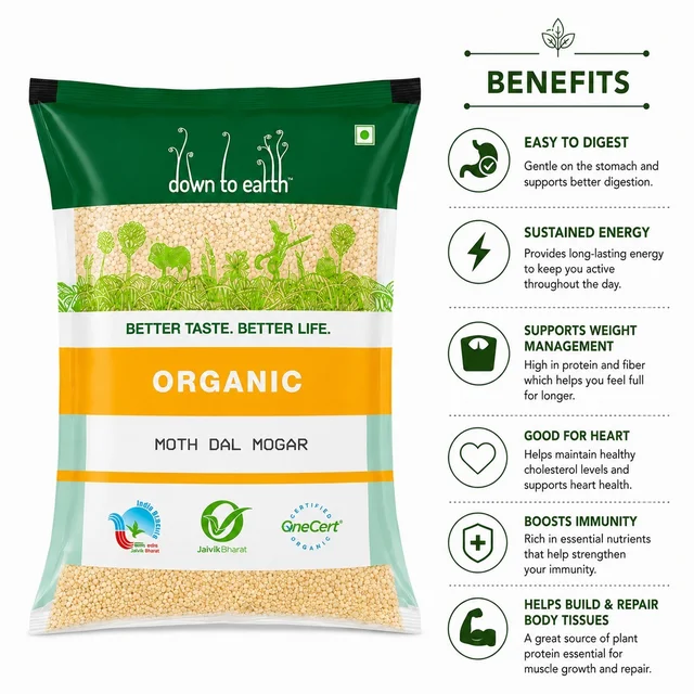 Down To Earth Organic Moth Dal Mogar 500 g