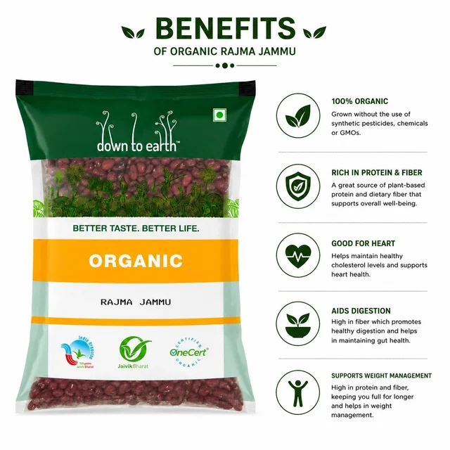 Down To Earth Organic Rajma Jammu 500 g