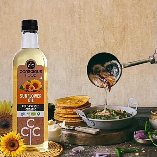 Conscious Food Organic Sunflower Oil Cold Pressed (500ml)