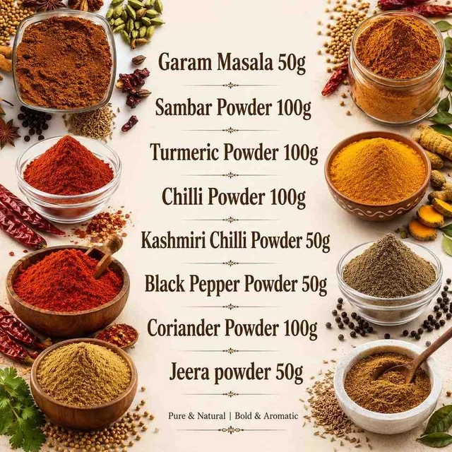 Homemade Monthly Pack - 8 Kitchen Essential Masala Combo | Jasmil Spices
