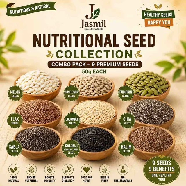 9-in-1 Nutrient-Rich Seed Combo | Sample Pack Collection | Jasmil Spices