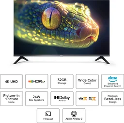 XIAOMI F Series 108 cm (43 inch) Ultra HD (4K) LED Smart Fire TV with Dolby Audio | Box Speakers | Alexa | 32GB Storage | Filmmaker Mode| Mi TV - F43