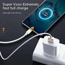 REALME Original 100W Supervooc Usb Type C Charging Data Cable for Realme 12 pro plus/11 pro plus/11/10/9 Pro/Narzo 60 Pro/60/50/50 pro/30 Support 65W Superdart and 33W Dart Also Quick Charge, White - TYPE-C VOOC