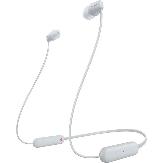 Sony WI-C100 Wireless Headphones with Customizable Equalizer for Deep Bass & 25 Hrs Battery, DSEE-Upscale, Splash Proof, 360RA, Fast Pair, in-Ear Bluetooth Headset with mic for Phone Calls