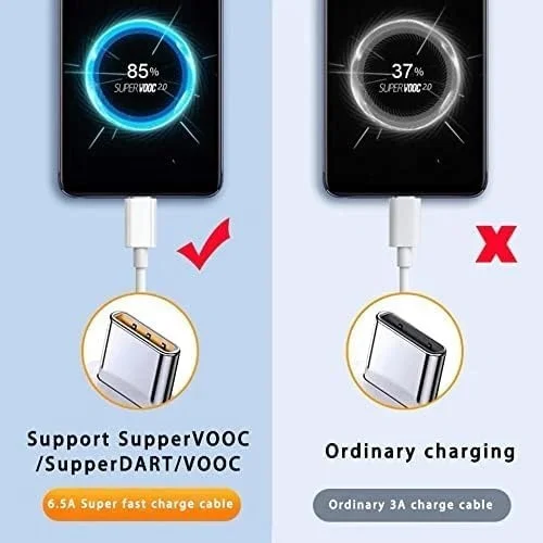 REALME Original 100W Supervooc Usb Type C Charging Data Cable for Realme 12 pro plus/11 pro plus/11/10/9 Pro/Narzo 60 Pro/60/50/50 pro/30 Support 65W Superdart and 33W Dart Also Quick Charge, White - TYPE-C VOOC