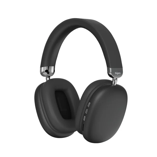 FINGERS Jovia-H7 Wireless Over-Ear Headphones (Immersive Bass, Luxe Design, 18-Hour Playtime, Noise-Isolating Fit, Bluetooth® | FM Radio | MicroSD | AUX, Made in India) - Gentle Grey - JOVIA H7