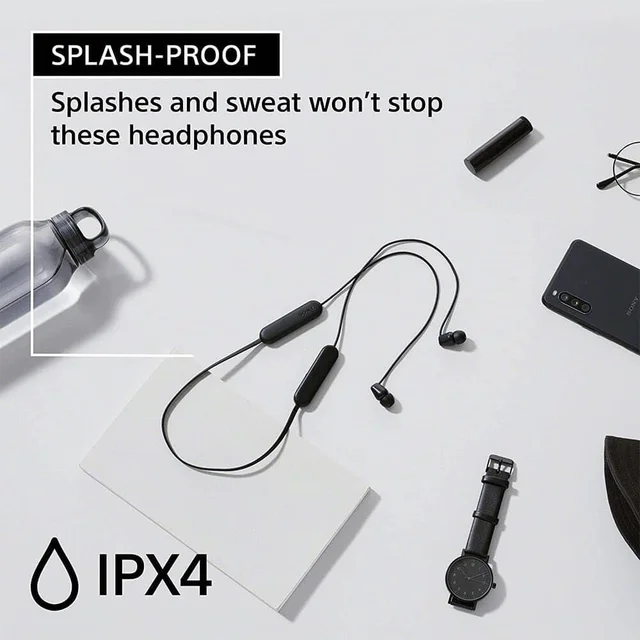 Sony WI-C100 Wireless Headphones with Customizable Equalizer for Deep Bass & 25 Hrs Battery, DSEE-Upscale, Splash Proof, 360RA, Fast Pair, in-Ear Bluetooth Headset with mic for Phone Calls - WI-C100
