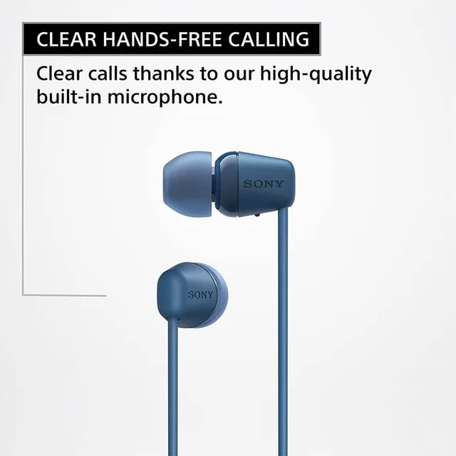 Sony WI-C100 Wireless Headphones with Customizable Equalizer for Deep Bass & 25 Hrs Battery, DSEE-Upscale, Splash Proof, 360RA, Fast Pair, in-Ear Bluetooth Headset with mic for Phone Calls - WI-C100