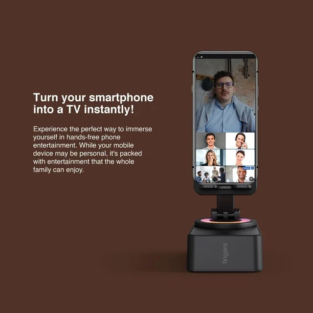 FINGERS Mini MOT (My-Own-TV) Bluetooth & USB Portable Speaker-Cum-Mobile Stand with 360ยฐ Rotation (Dazzling RGB Lights, 6-Hour Playback, Built-in Mic) - Rich Black - MINIMOT 5W