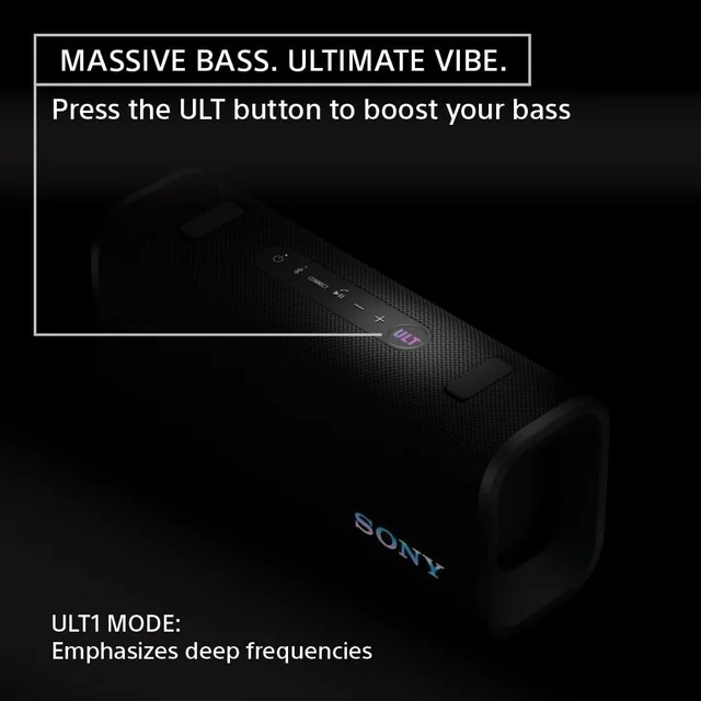 Sony New ULT Field 3 Wireless Bluetooth Speaker, 24hrs Playtime, Massive Bass, Hands Free Calling, Shoulder Strap, IP67 Water, Dust & Rustproof, Quick Charging - ULT30 FIELD 3