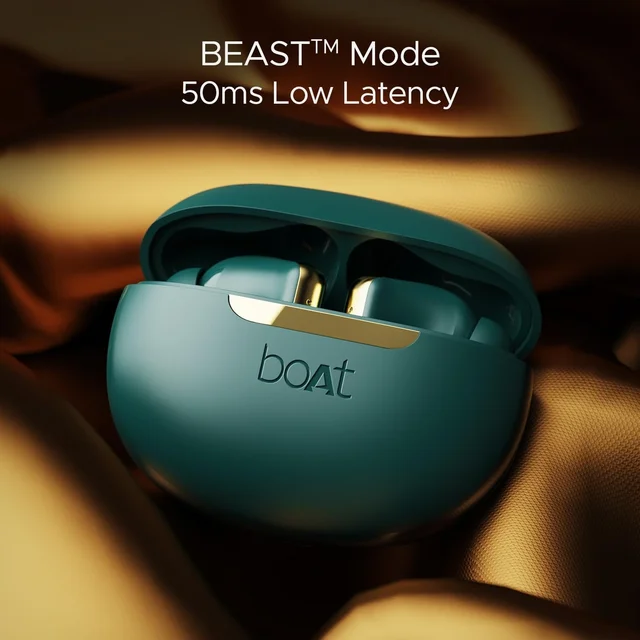 boAt Boat Airdopes 141 ANC, Active Noise Cancellation(~32dB), 50ms Low Latency, 4Mics ENx, 42Hrs Battery, Fast Charge, IPX5, v5.3 Bluetooth TWS in Ear Earbuds Wireless Earphones with mic (Green) - 141 ELITE ANC