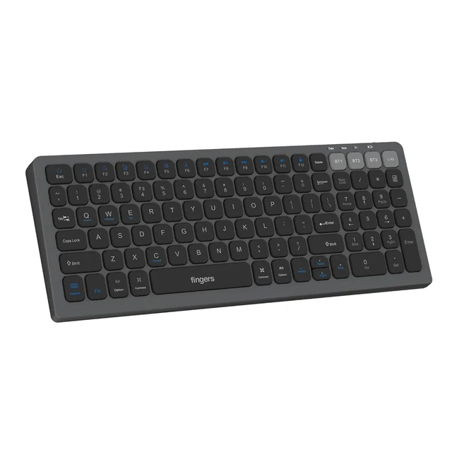 FINGERS ComboRegal-D4 Wireless Deskset (Slim Design, X-Scissor Keys Laptop-Style Typing, Dual Mode - USB + Bluetooth, Rechargeable Type-C, 1600 DPI & Multi-Device Compatible), Carbon Grey - REGAL D4