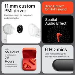 CMF BY NOTHING Buds 2 x 48dB Hybrid ANC Wireless Earbuds, 55 Hours Runtime, 11mm PMI Driver, 6 HD Microphones and Space Audio, IP55 Water Resistant - Light Green - BUDS 2