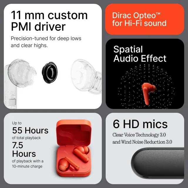 CMF BY NOTHING Buds 2 x 48dB Hybrid ANC Wireless Earbuds, 55 Hours Runtime, 11mm PMI Driver, 6 HD Microphones and Space Audio, IP55 Water Resistant - Light Green - BUDS 2