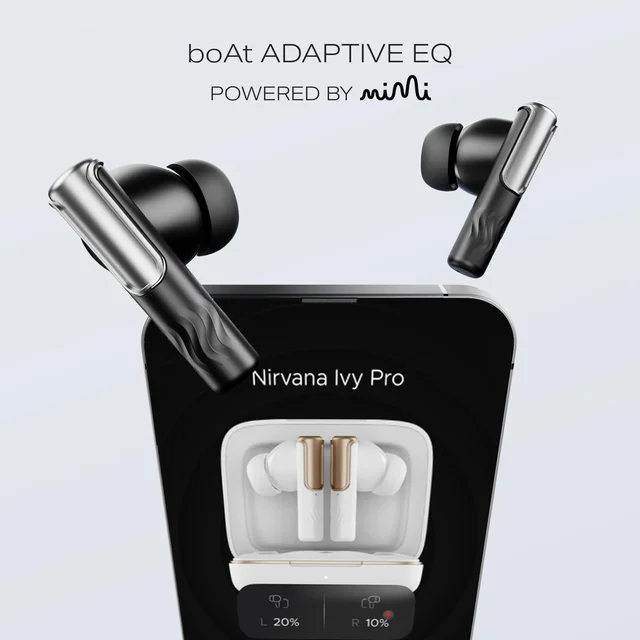 boAt Boat Nirvana Ivy Pro, Dolby Atmos w/Head Tracking, 52dB Hybrid Adaptive ANC,Hi-Res LDAC, Titanium Dual Drivers, Bluetooth Earbuds, TWS Ear Buds Wireless Earphones w/mic - NIRVANA IVY PRO