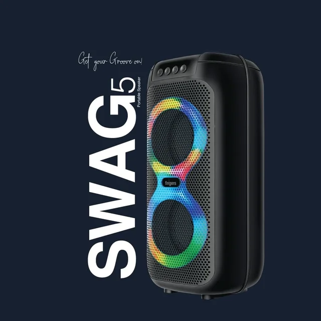 FINGERS 2Mic-ThunderBox45 Portable Speaker with 2 Wireless Mics (40W Immersive Bass, 6.5-Hour Playtime, Dazzling RGB Lights, Recording Feature, TWS Enabled, Bluetooth | USB | AUX | MicroSD | FM Radio - THUNDERBOX 2MIC 45W