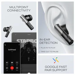 boAt Boat Nirvana Ivy Pro, Dolby Atmos w/Head Tracking, 52dB Hybrid Adaptive ANC,Hi-Res LDAC, Titanium Dual Drivers, Bluetooth Earbuds, TWS Ear Buds Wireless Earphones w/mic - NIRVANA IVY PRO