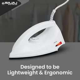 Bajaj DX-6 1000 Watts Dry Iron | Advance Soleplate And Anti-Bacterial German Coating Technology | Thermol Fuse Safety | Auto Shut-Off | Cool Touch Body | 2 Yr Warranty | White - DX6
