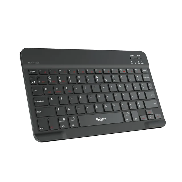 FINGERS BT-Freedom Mini Bluetooth Keyboard - Type-C Rechargeable 30 Days Long Battery Life, X-Type Scissor Keys, Portable Design for Laptops, Tablets & Smartphones (Jet Black) - BT-FREEDOM