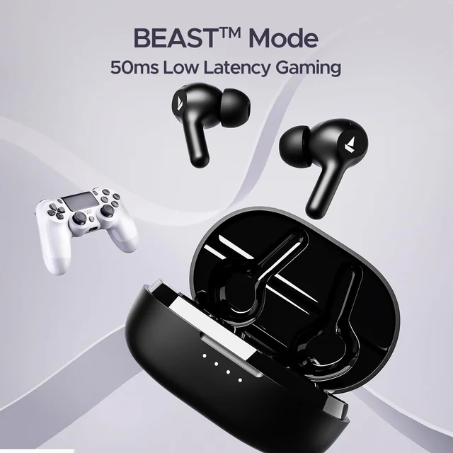 boAt Boat Newly Launched Airdopes 71 TWS Earbuds with 40 Hours Playtime, Dual Mics with ENxTM, ASAPᵀᴹ Charge, IWPᵀᴹ, BEASTᵀᴹ Mode with 50 ms Low Latency, IPX4 & Pocketable ID - 71