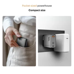 Noise Power Series 30W Gan Charger: 2 Ports (1 USB-C Type, 1 USB-A), iPhone 0-50% In 30Mins, With Globally Compatible, Supports All iPhones, Android Phones, Tablets (Black) - 30W GAN