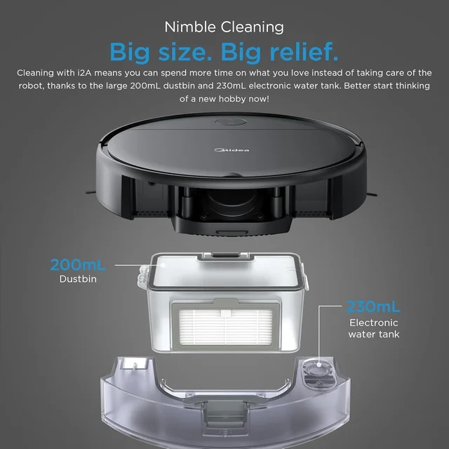 Midea I2a Robotic Vacuum Cleaner- BlackMI2AINBK @2241 (DPF) - MI2AINBK @2241 (DPF)