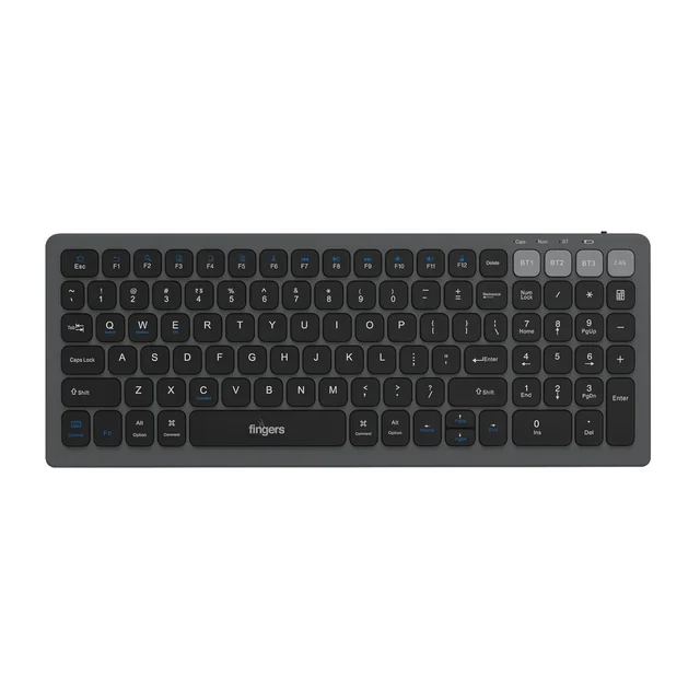FINGERS ComboRegal-D4 Wireless Deskset (Slim Design, X-Scissor Keys Laptop-Style Typing, Dual Mode - USB + Bluetooth, Rechargeable Type-C, 1600 DPI & Multi-Device Compatible), Carbon Grey - REGAL D4