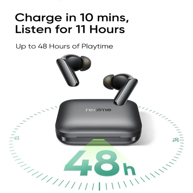 REALME realme Buds Air 7 Pro with Ai Live Translation,11mm+6mm Dual-dac Driver,48 Hrs Playtime,53 dB ANC,LHDC,45Ms Low Latency,360° Spatial Audio,IP55 Dust & Water Resistant,BT 5.4 - AIR 7 PRO
