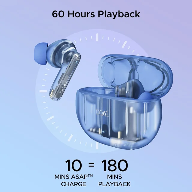 boAt Boat Airdopes 191 ANC, 32dB ANC, Ambient Mode, 60HRS Battery, 4Mics ENx, in-Ear Detection, IWP Tech, Fast Charge, v5.3 Bluetooth Earbuds, TWS Ear Buds Wireless Earphones with mic - 191 ANC