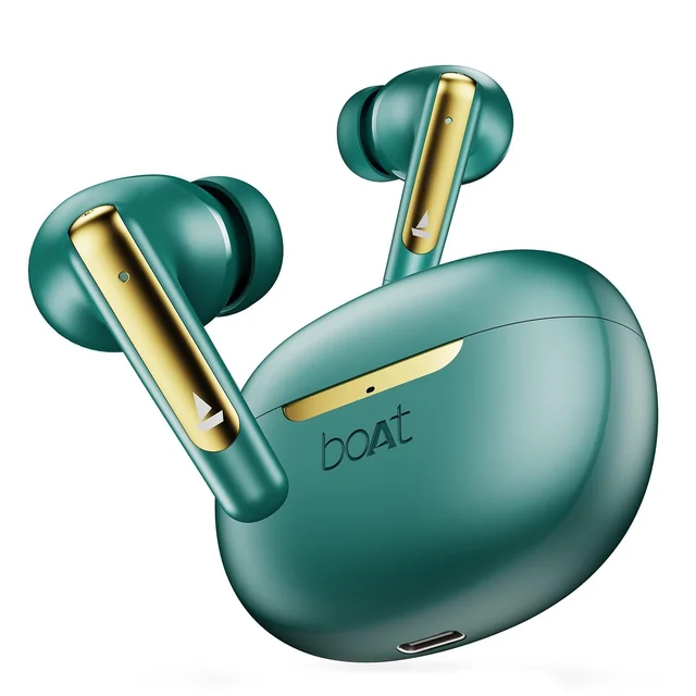 Boat Airdopes 141 ANC, Active Noise Cancellation(~32dB), 50ms Low Latency, 4Mics ENx, 42Hrs Battery, Fast Charge, IPX5, v5.3 Bluetooth TWS in Ear Earbuds Wireless Earphones with mic (Green)