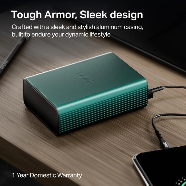 boAt Boat Energyshroom PB400 Pro 20000 mAh 22.5W Pocket Size, Compact Power Bank, Fast Charging (2X Output Ports, Supports Android, iPhone, Tablets, Earbuds, etc.) (Emerald Green), USB Type C - PB400 PRO