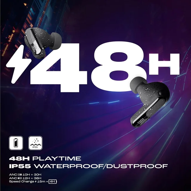 JBL New Launch Live Beam 3 TWS,Hi-Res Audio True ANC Earbuds,Smart Case with Touch Display,48H Playtime,Wireless Charging,6 Mic,Multipoint Connection,Ip55 Proof, Headphones App,Personi-Fi 3.0 - LIVE BEAM 3